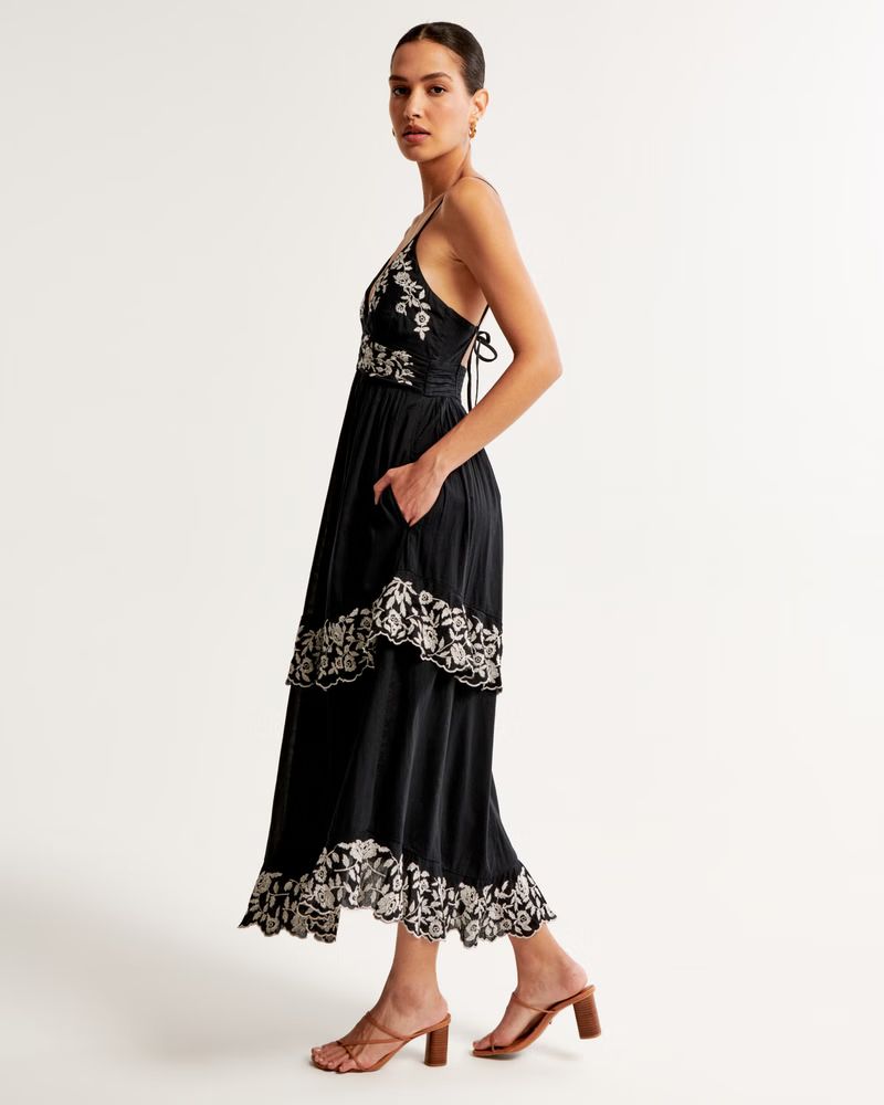 Embroidered Tiered Maxi Dress | Abercrombie & Fitch (US)