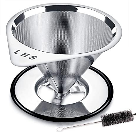 Pour Over Coffee Dripper Stainless Steel LHS Slow Drip Coffee Filter Metal Cone Paperless Reusabl... | Amazon (US)