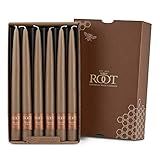 Root Candles Unscented Smooth Hand-Dipped 9-Inch Taper Candle, 12-Count, Taupe | Amazon (US)