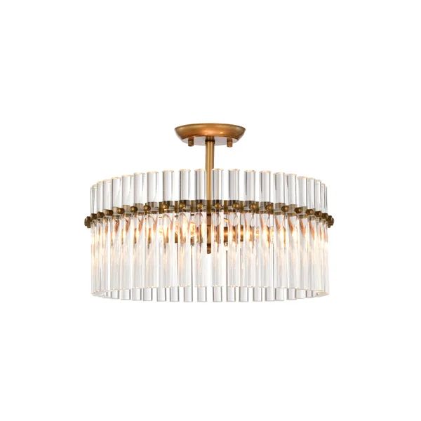 Emmali 4-Light 17.3" Brushed Brass Crystal Flush Mount | Wayfair North America