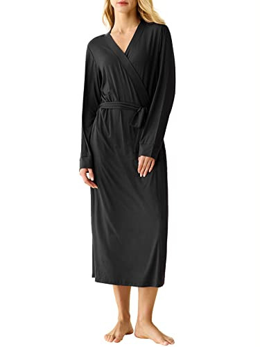 Latuza Women's Viscose Robes Long Sleeves Bathrobe with Pockets | Amazon (US)