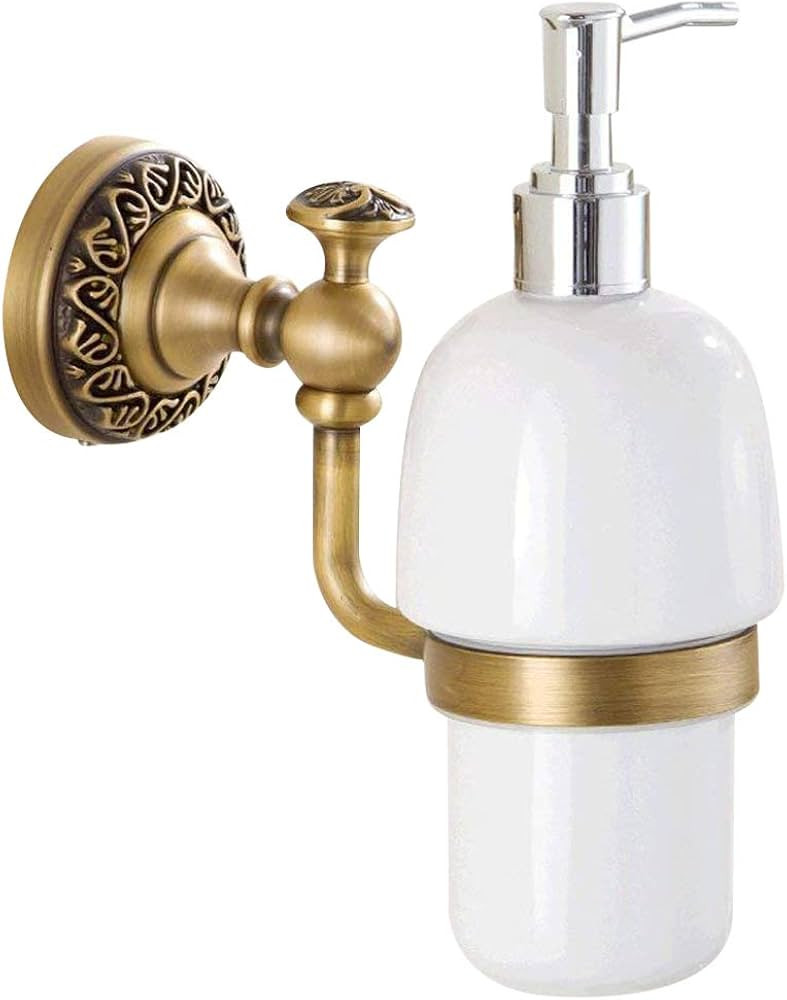 Leyden Antique Brass Soap Dispenser,Wall Mount Hand Soap Pump Bathroom Liquid Holder Lotion Bottl... | Amazon (US)