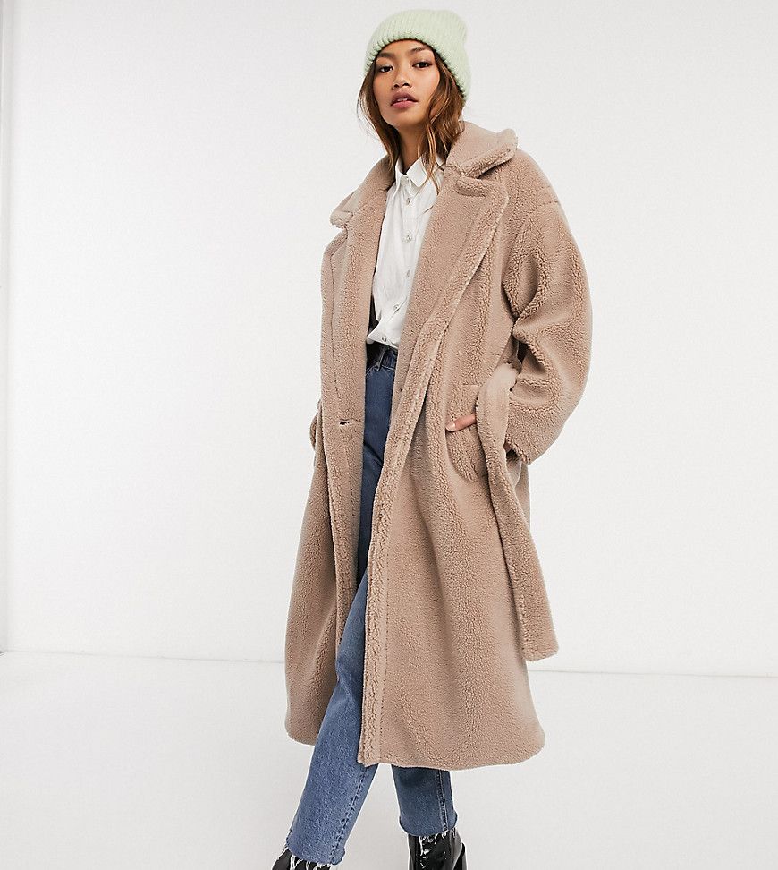 Native Youth oversized belted coat in teddy-Brown | ASOS (Global)