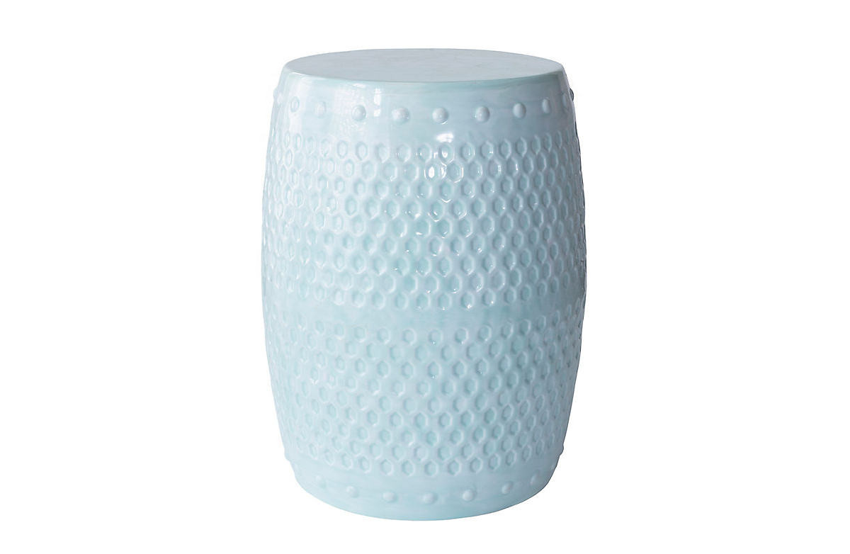 Robin's Egg Blue Glaze Stool | Annie Selke