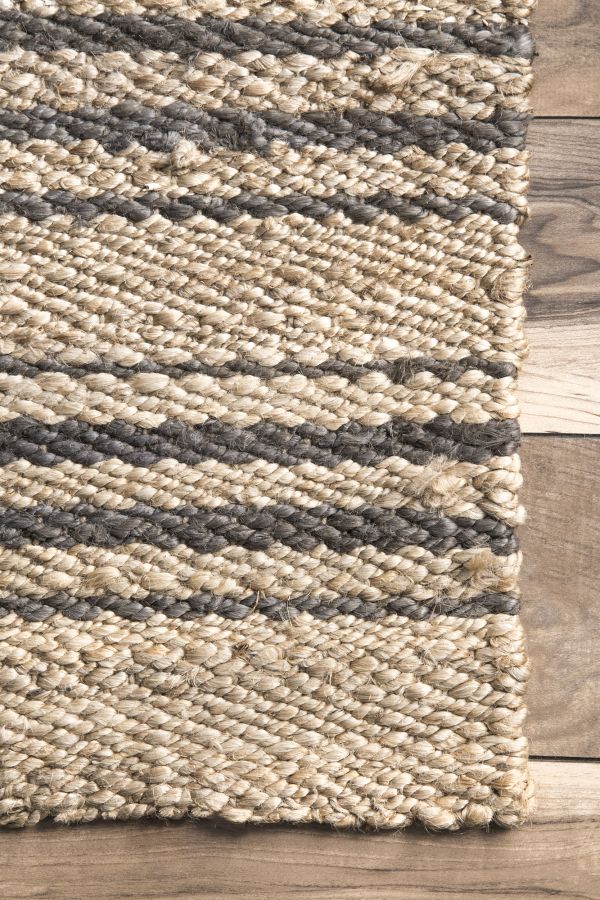 Natural Sycamore Striped Jute Area Rug | Rugs USA