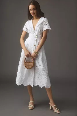 By Anthropologie Eyelet Midi Shirt Dress | Anthropologie (UK)