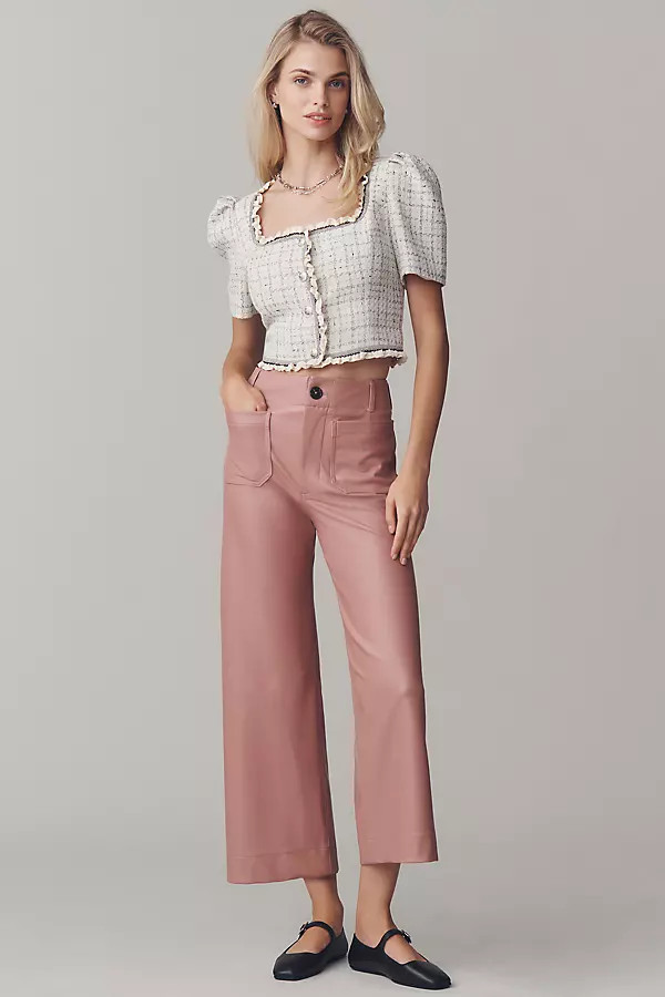The Colette Faux-Leather Crop Wide-Leg Pants by Maeve | Anthropologie (US)