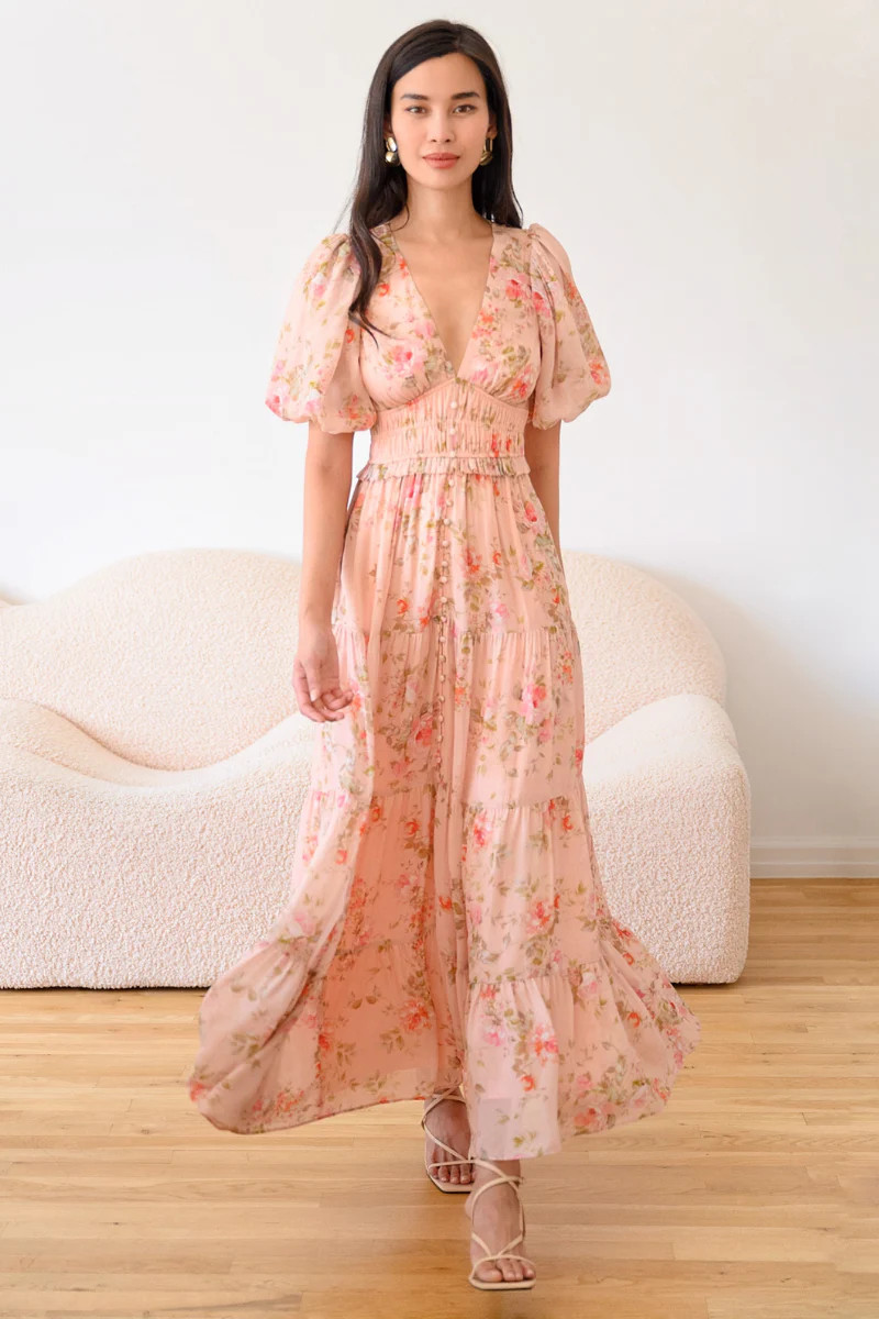 Viva Maxi Dress in Flirty Floral Blush | Yumi Kim