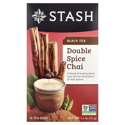 Stash Tea, Black Tea, Double Spice Chai, 18 Tea Bags, 1.1 oz (33 g) | iHerb