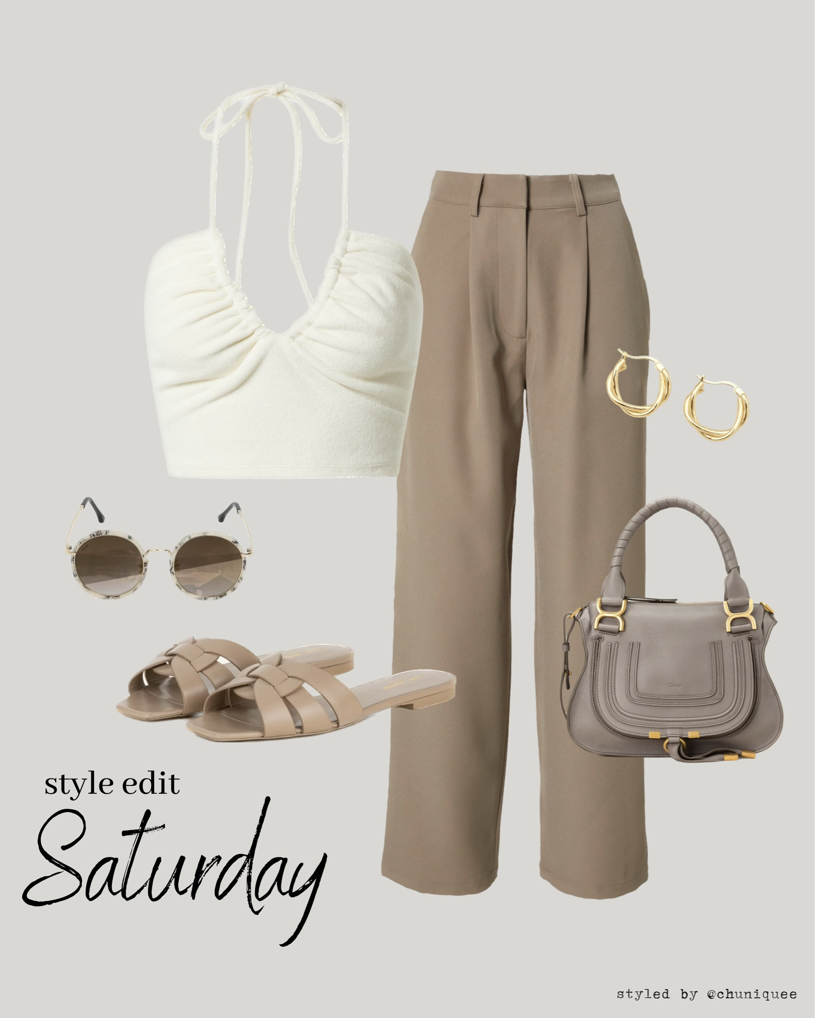In Love with neutrals! Combine a beige tailored pant paired with a crisp white top, complemented by a leopard-print sunglasses, gold earrings, and accessorized with matching beige sandals and a gorgeous taupe Chloé bag ✨👜 

#ChicNeutrals #ElegantStyle #BeigePants #WhiteTop #LeopardPrintSunglasses #GoldEarrings #FashionInspo #LTKFashion #SummerStyle #NeutralTones #ChloéBag #BeigeSandals

🗝️ capsule wardrobe idea bag ideas simple classic classy casual smart dressy day errands shopping date summer spring outfit outfits blazer fashion inspo

#LTKstyletip #LTKSeasonal #LTKsalealert