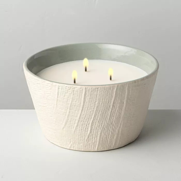 23oz Meadow 3-Wick Large Textured Ceramic Candle - Hearth & Hand™ with Magnolia | Target