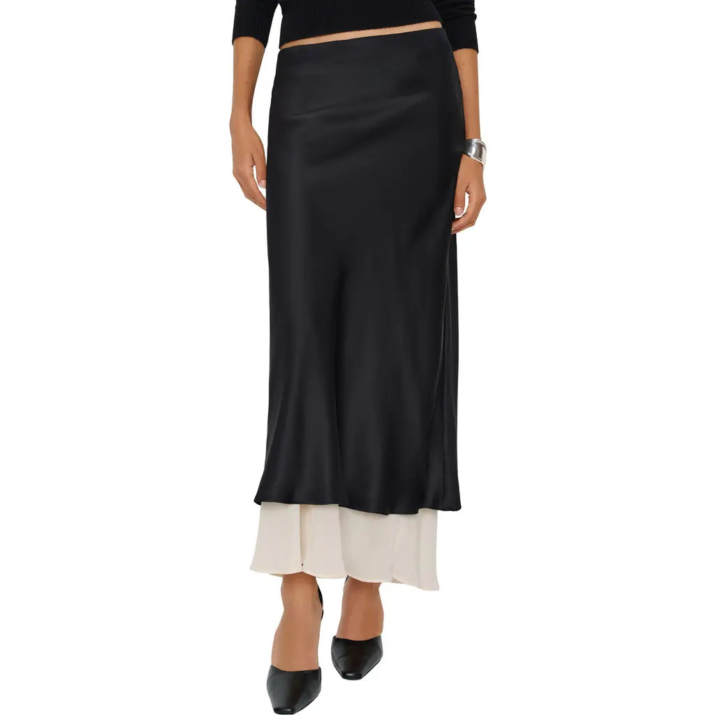 Reformation Marcia Layered Silk Maxi Skirt in Black at Nordstrom, Size 0 | Nordstrom