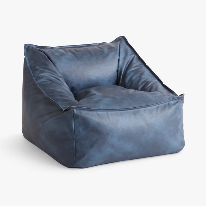 Faux Leather Navy Modern Lounger | Pottery Barn Teen