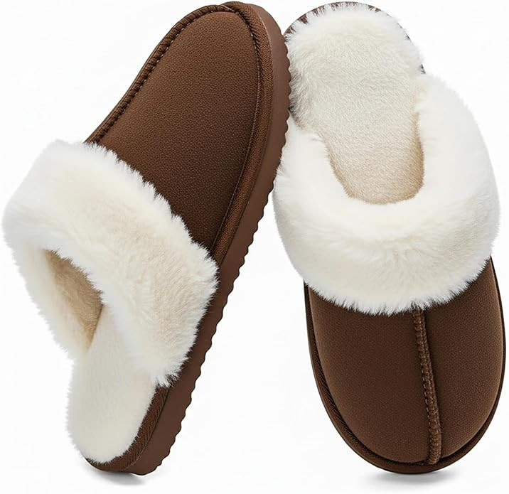 OOW Fuzzy Slippers for Women Cozy Faux Fur House Shoes Winter Warm Memory Foam Slippers for Indoo... | Amazon (US)