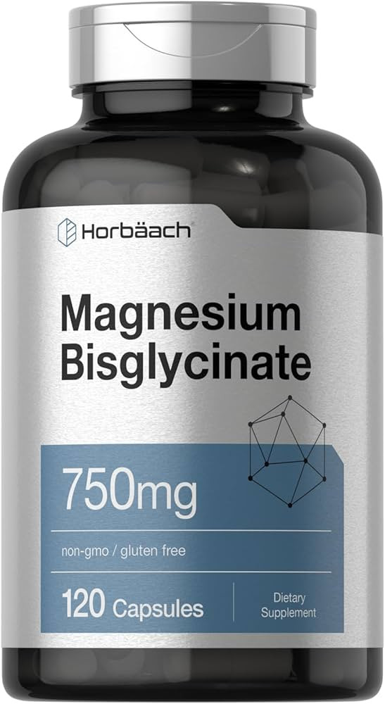 Horbäach Magnesium Bisglycinate | 120 Capsules | 750mg | Non-GMO and Gluten Free Supplement | Amazon (US)