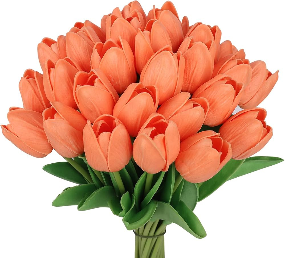 MACTING 30PCS Artificial Tulip Flowers, Real Touch Fake Tulips, Summer Flowers for Bouquet Arrang... | Amazon (US)