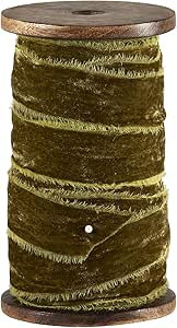 Creative Brands Michel & Co. Wooden Spool with Velvet Ribbon, 10-Yards, Olive | Amazon (US)