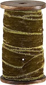 Creative Brands Michel & Co. Wooden Spool with Velvet Ribbon, 10-Yards, Olive | Amazon (US)