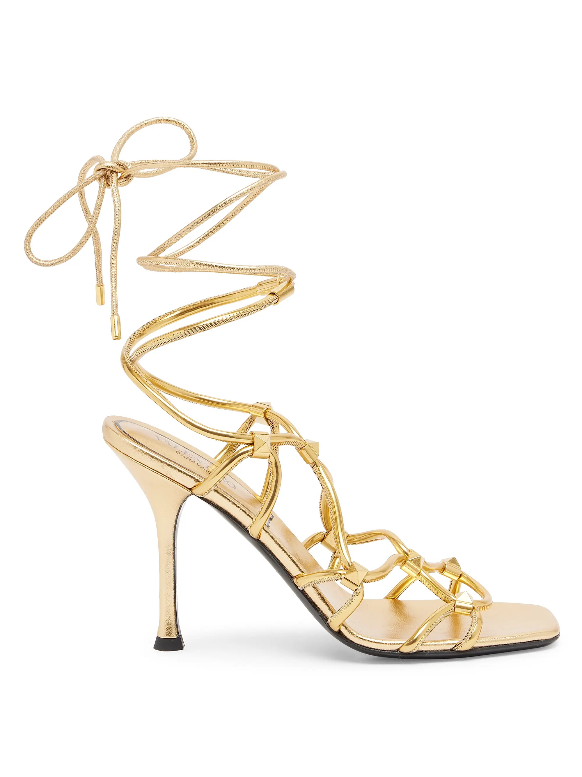 Rockstud Embellished Net Sandals | Saks Fifth Avenue