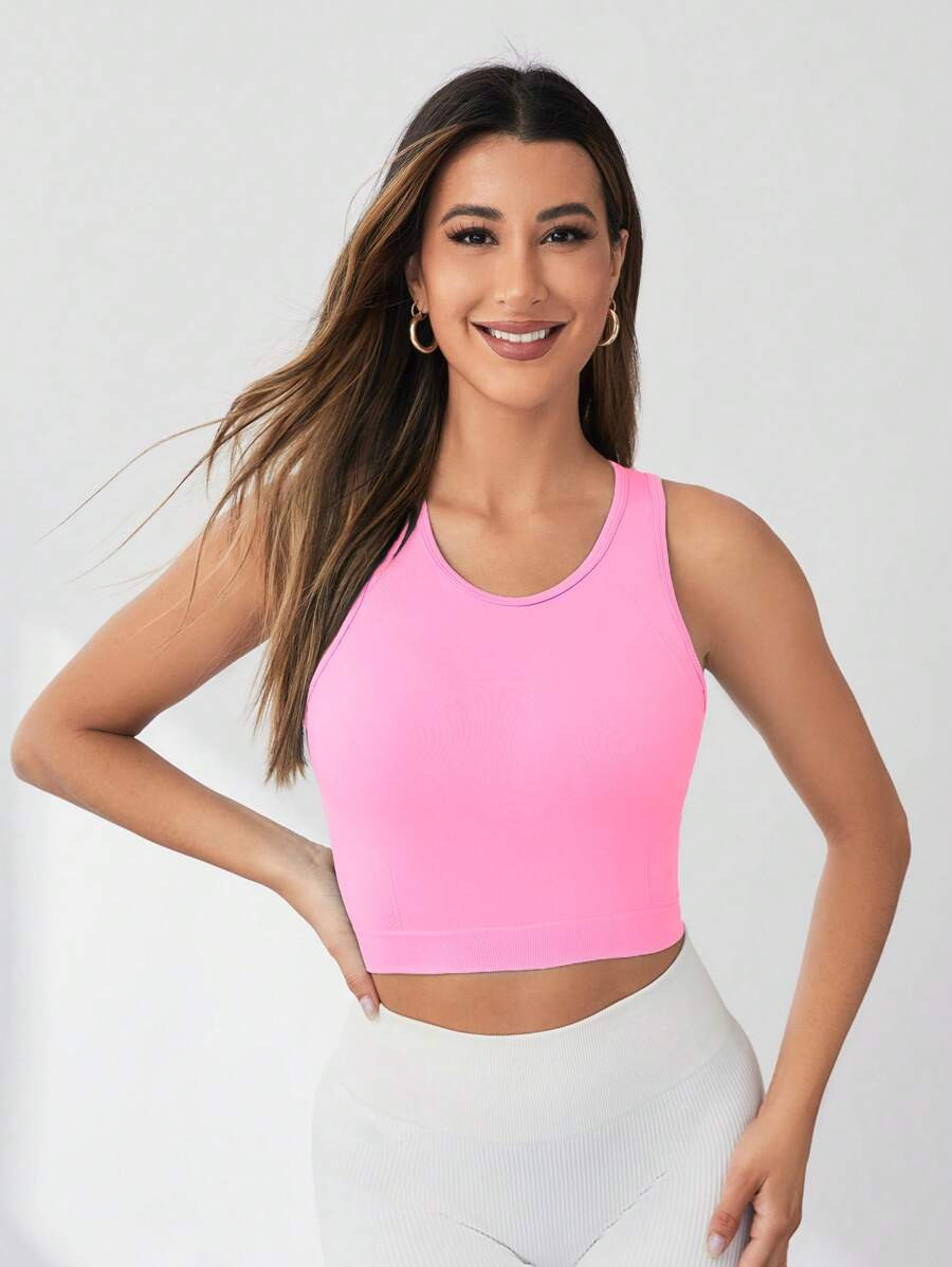 SHEIN Sport Gameset Women's Cross Back Seamless Workout Tank Top Fitted Shirtworkout Tank Top | SHEIN