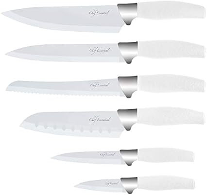 Chef Essential 6 Piece Knife Set With Matching Sheaths, Solid White | Amazon (US)