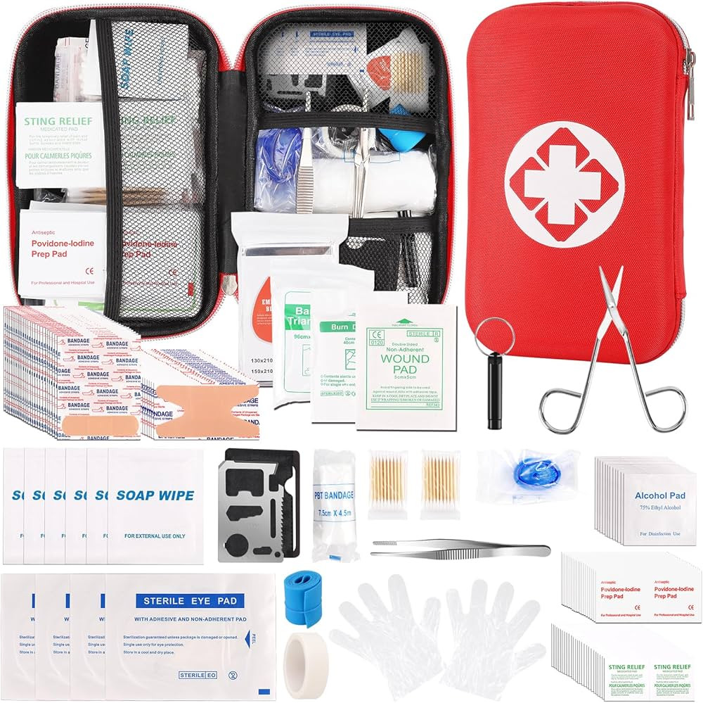 Mini Travel First Aid Kit, Emergency Kit with 201PCS First Aid Supplies and Waterproof Compact Ba... | Amazon (US)