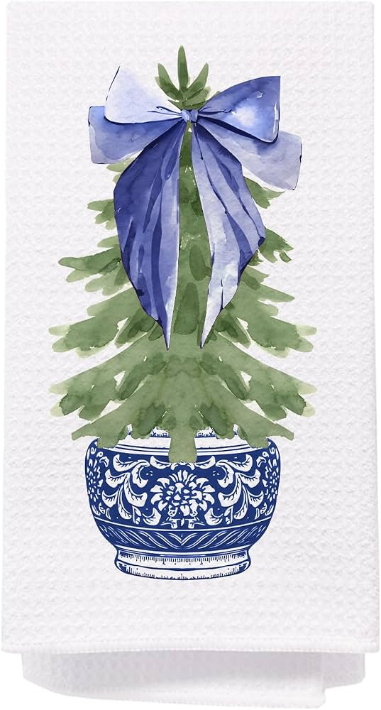 Chinoiserie Christmas Kitchen Hand Towels 16x24 Inch | Amazon (US)