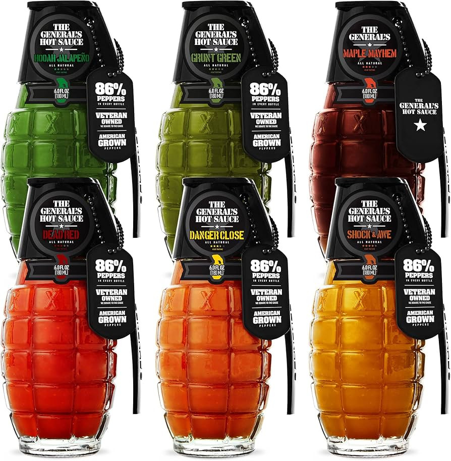 The General’s Hot Sauce Super 6 - American Grown, Veteran Owned | 6 pack | 6 fl. Oz. bottles | ... | Amazon (US)