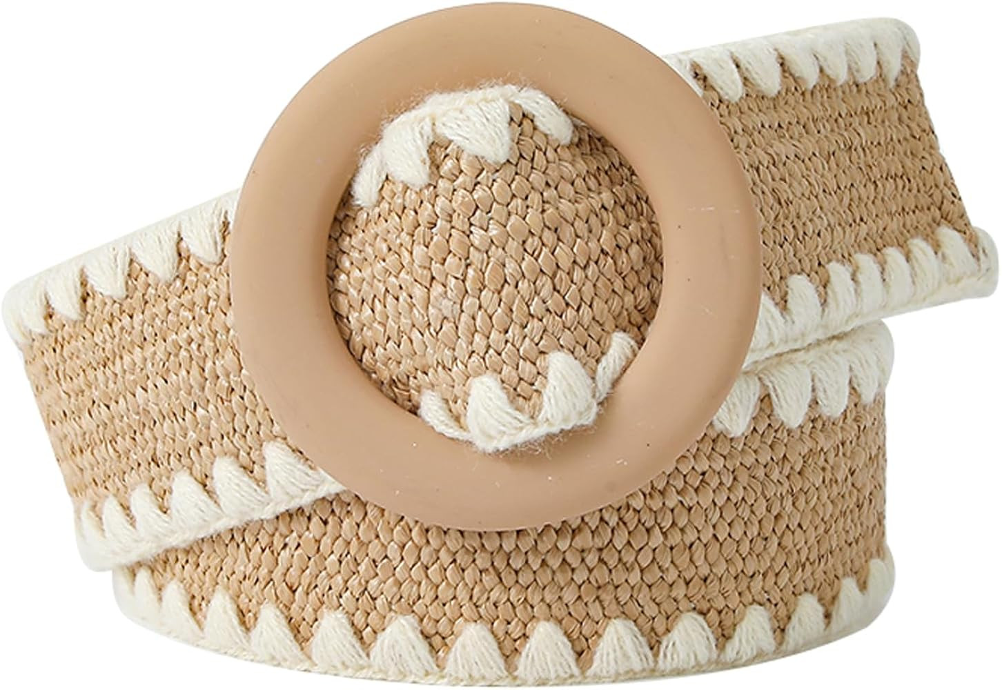 eYLun Women Straw Woven Belt Braided Elastic Stretch Waist Belt Boho Buckle Dress Belt | Amazon (US)