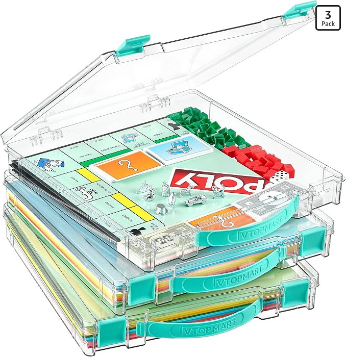 Vtopmart 3 Pack Board Game Storage with Handle and Snap-Tight Latch Lid | Amazon (US)