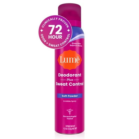 Lume Deodorant Plus Sweat Control - Invisible Spray - Clinical Strength Antiperspirant - Soft Powder - 4.3oz | Walmart (US)