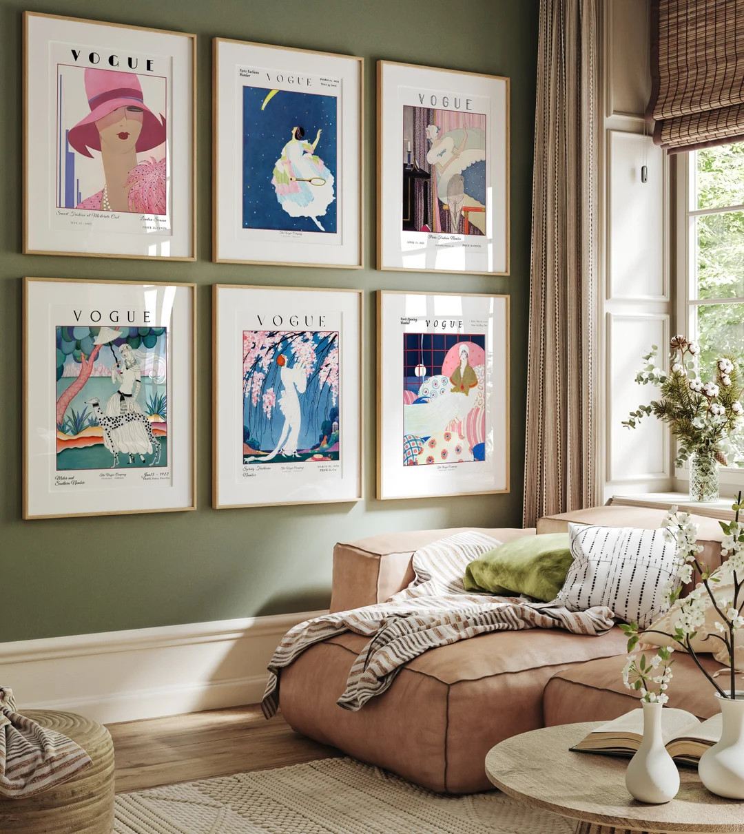 Set of 6 pink Vogue Magazine Covers,Vintage Fashion Magazine Posters,Wall Decor,Digital Download,... | Etsy (US)