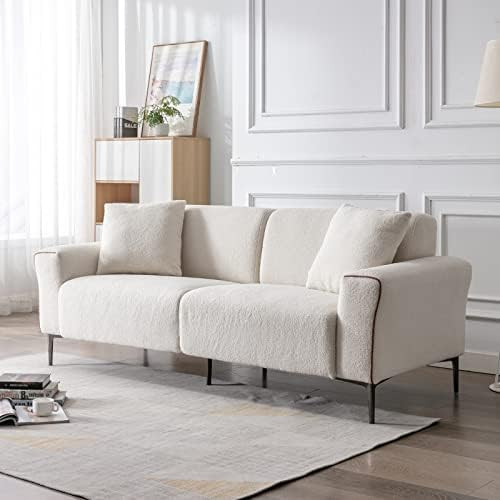 INZOY 82" Sofa Loveseat Couch with Lamb Wool, Small Modern Couch 2 Seat Sofa with Metal Leg, Mid-... | Amazon (US)