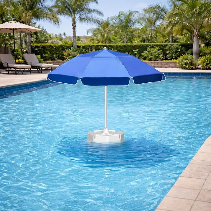 Floating Pool Umbrella, Outdoor Floating Umbrella for Inside of Pool with Weighted Base, 4 Cuphol... | Amazon (US)