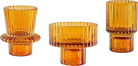 Lysenn Amber Glass Candle Holders for Pillar Candles, Taper Candles, Tealight Candles - Premium M... | Amazon (US)