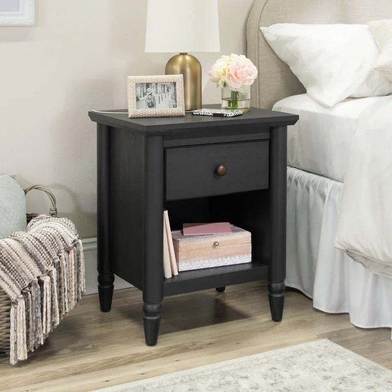 My Texas House Monroe 1 Drawer Nightstand, Black Oak Finish | Walmart (US)