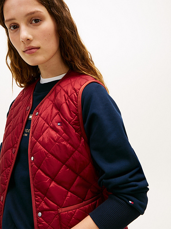 Shiny Lightweight Padded Quilted Gilet | Tommy Hilfiger UK
