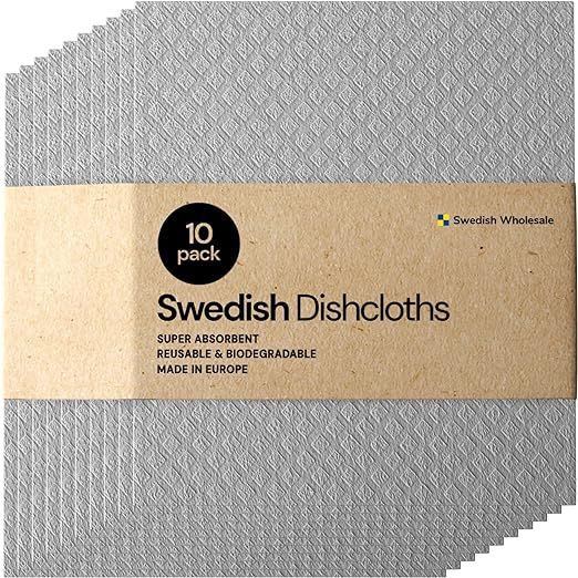 Swedish Wholesale Swedish DishCloths for Kitchen- 10 Pack Reusable Paper Towels Washable - Eco Fr... | Amazon (US)