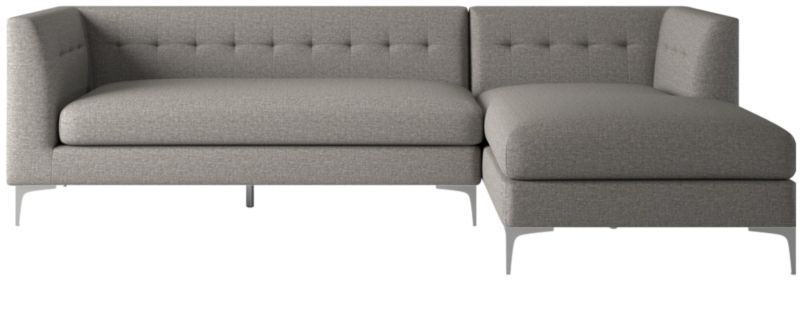 Holden 2-Piece Grey Tufted Sectional Loveseat + Reviews | CB2 | CB2