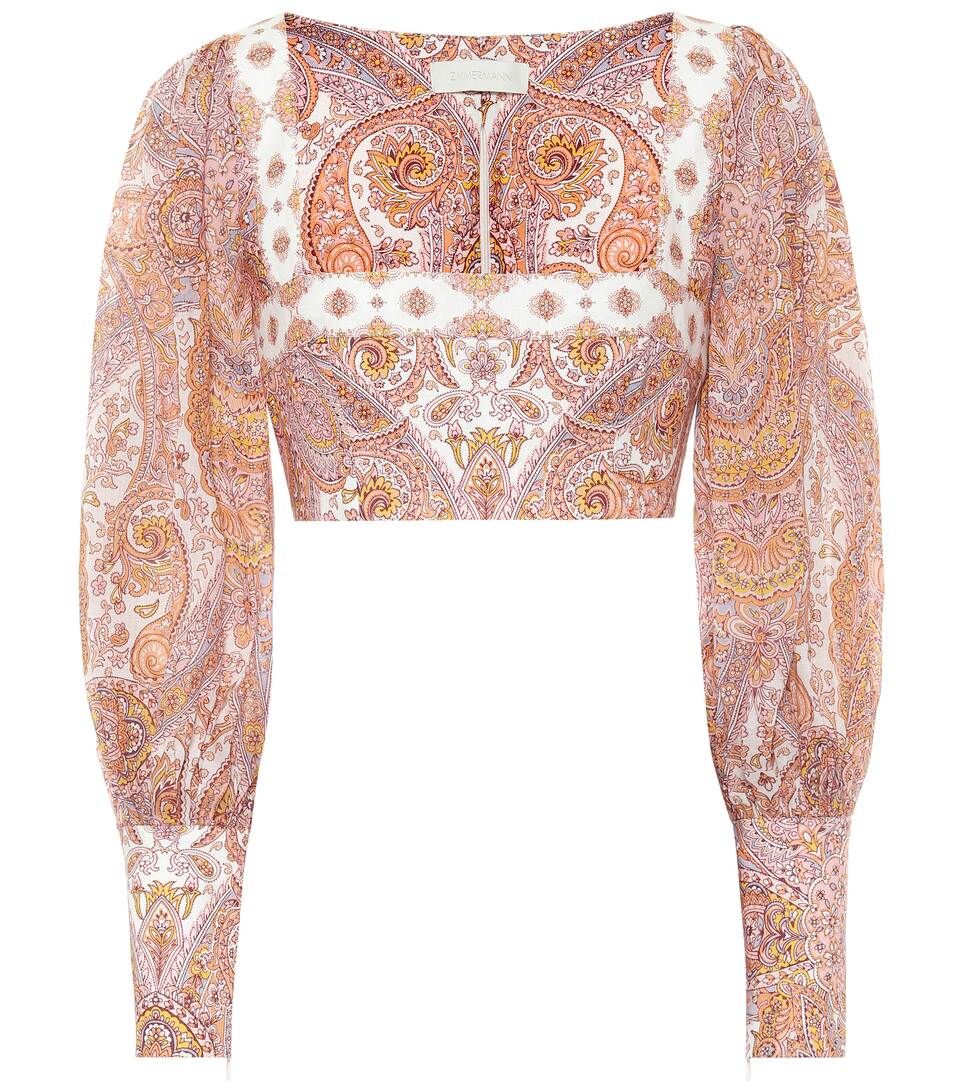 Exclusive to Mytheresa – Paisley ramie and linen cropped blouse | Mytheresa (US/CA)