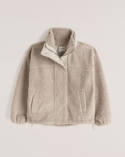 Women's Cinched Sherpa Full-Zip Sweatshirt | Women's Tops | Abercrombie.com | Abercrombie & Fitch (US)