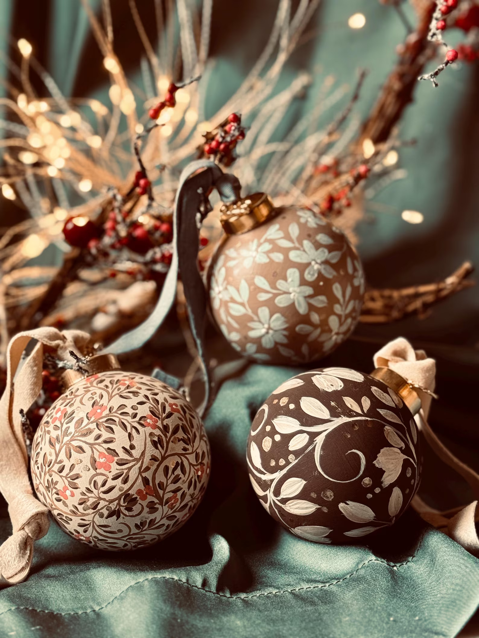 Hand-painted Ceramic Earth Tones Christmas Ornament - Etsy | Etsy (US)