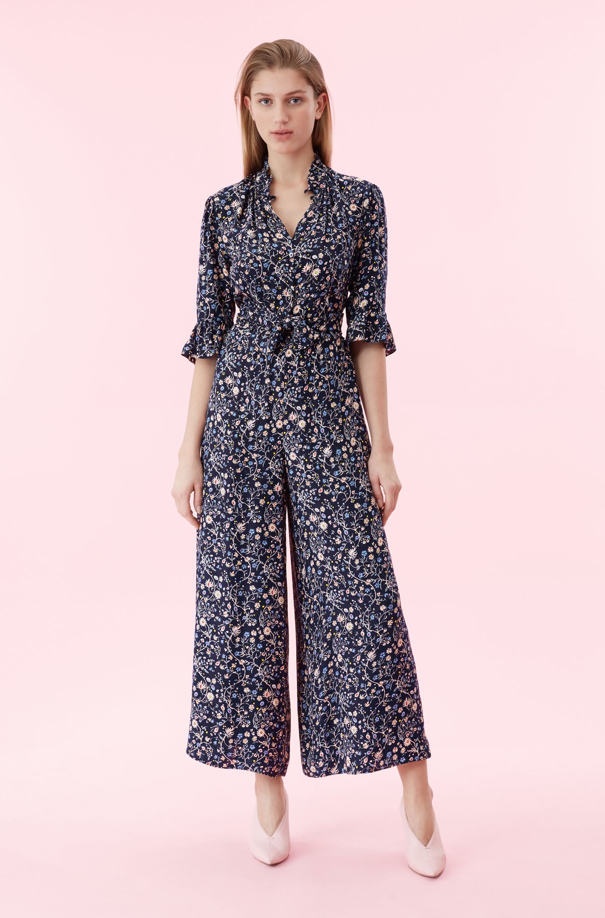 Vivianna Vine Jacquard Silk Jumpsuit | Rebecca Taylor | Rebecca Taylor
