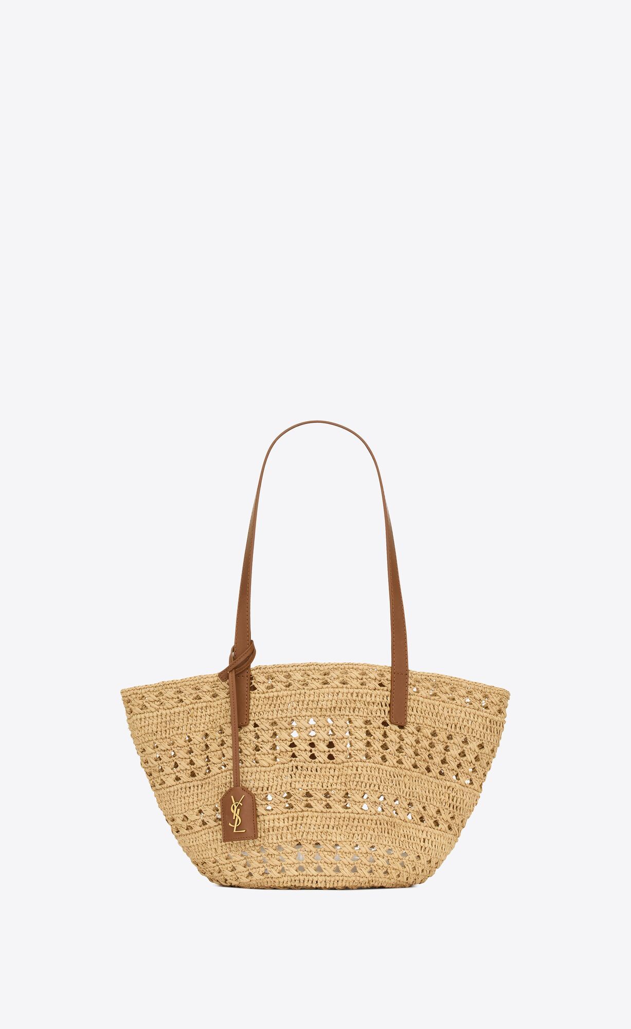 Basket bag with leather handles, featuring a leather-encased key holder decorated with THE CASSAN... | Saint Laurent Inc. (Global)