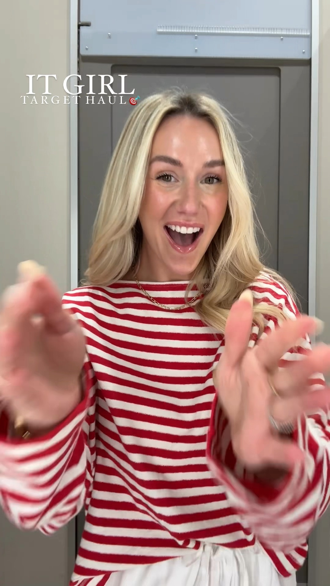 Only sized up in the red striped top to a large. Everything else is TTS! 

Wearing a medium in green and blue top but it’s all they had in store! Would suggest getting your true size 