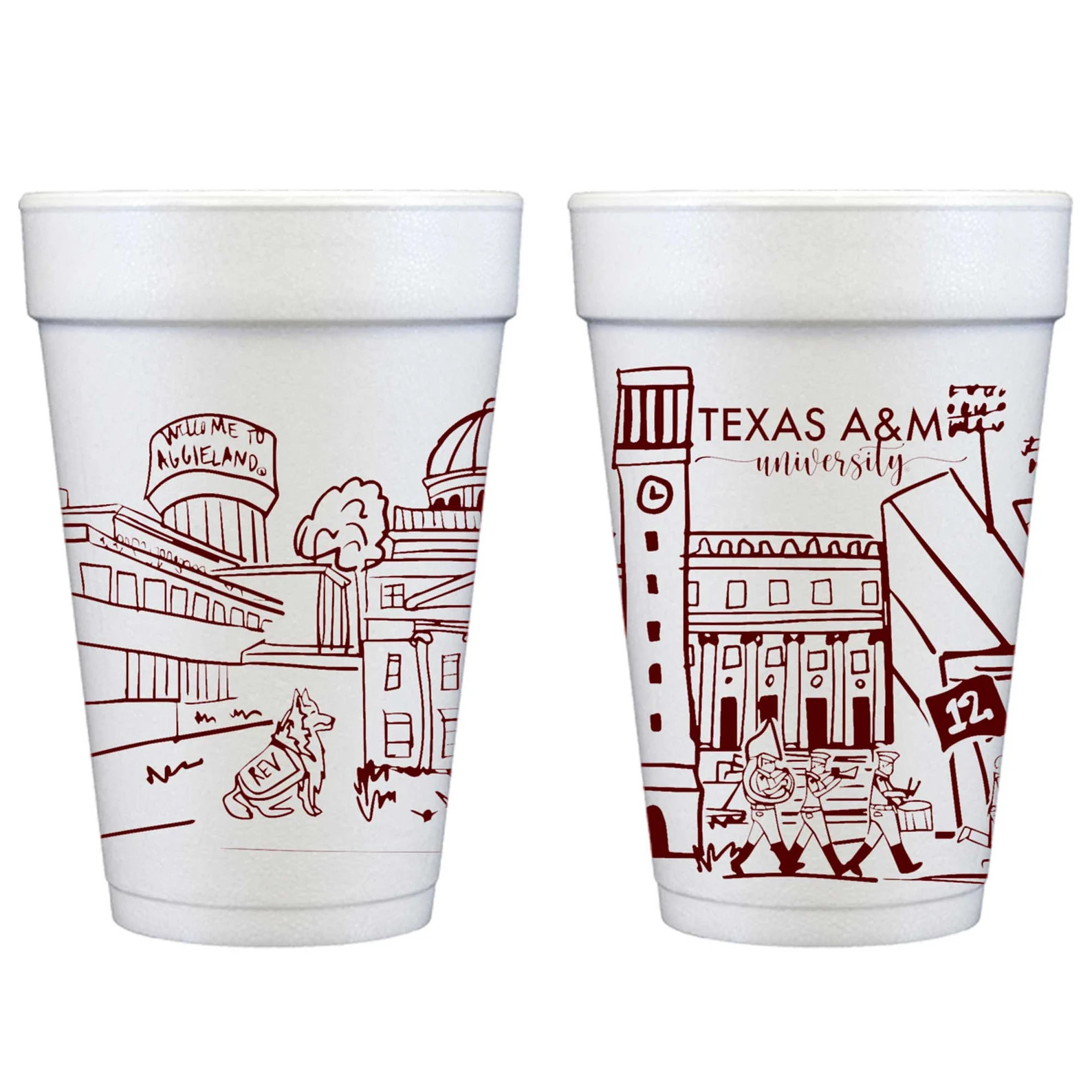 Texas A&M University Campus Landmarks Styrofoam Cup 10 Pack - Etsy | Etsy (US)