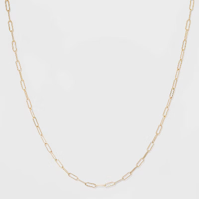 Paper Clip Chain Short Necklace - A New Day™ Gold: Brass Collar Necklace with Lobster Claw Clas... | Target