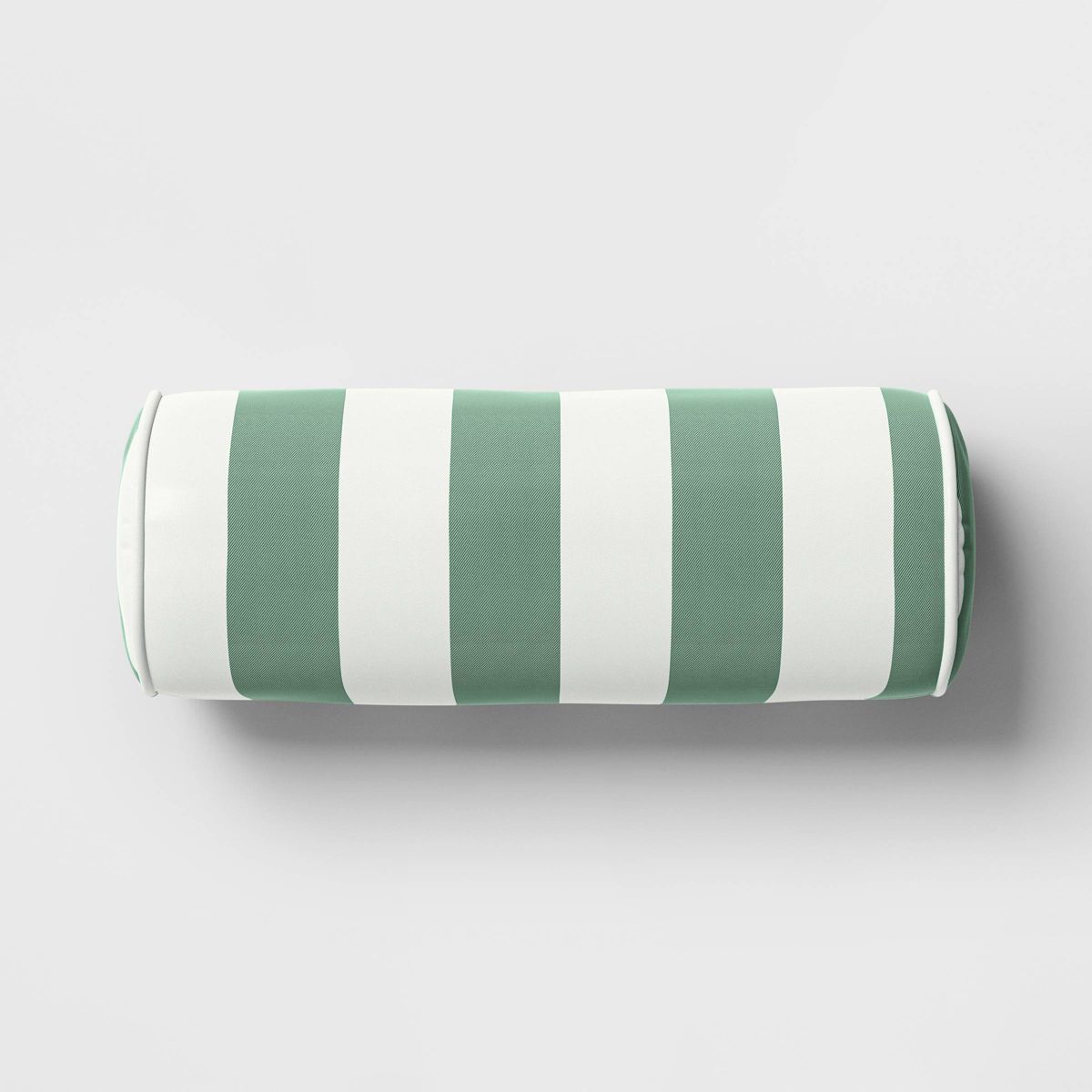 20"x8" Striped Cylinder Outdoor Bolster Pillow with Contrast Piping Green - Threshold™ designed... | Target