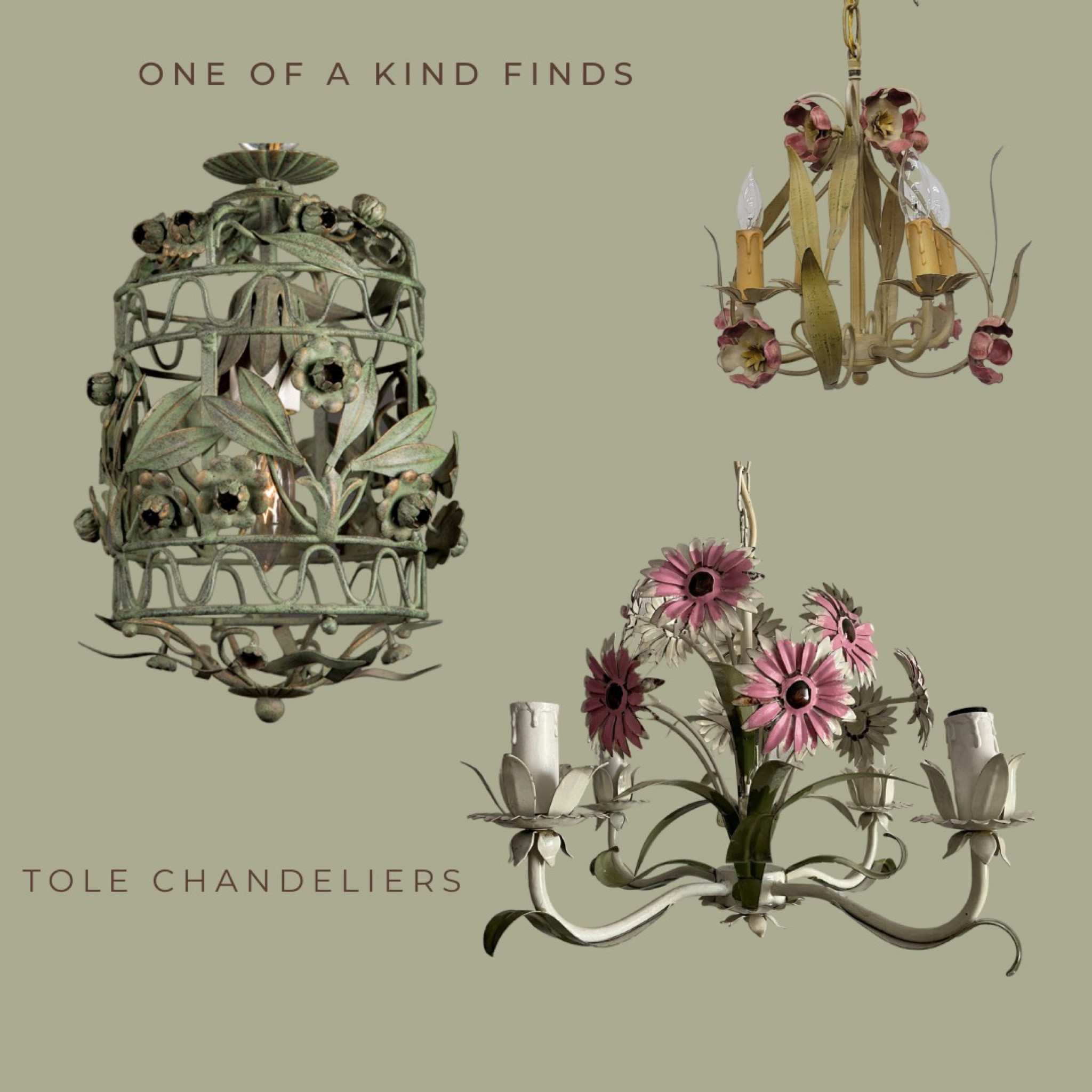 Tole chandeliers showcase a captivating blend of beauty and originality, with their intricate hand-painted designs and elegant craftsmanship that make them true works of art illuminating any space.

Vintage lighting original Italian antique flowers iron metal floral mini cage Etsy unique one of a kind 

#LTKhome
