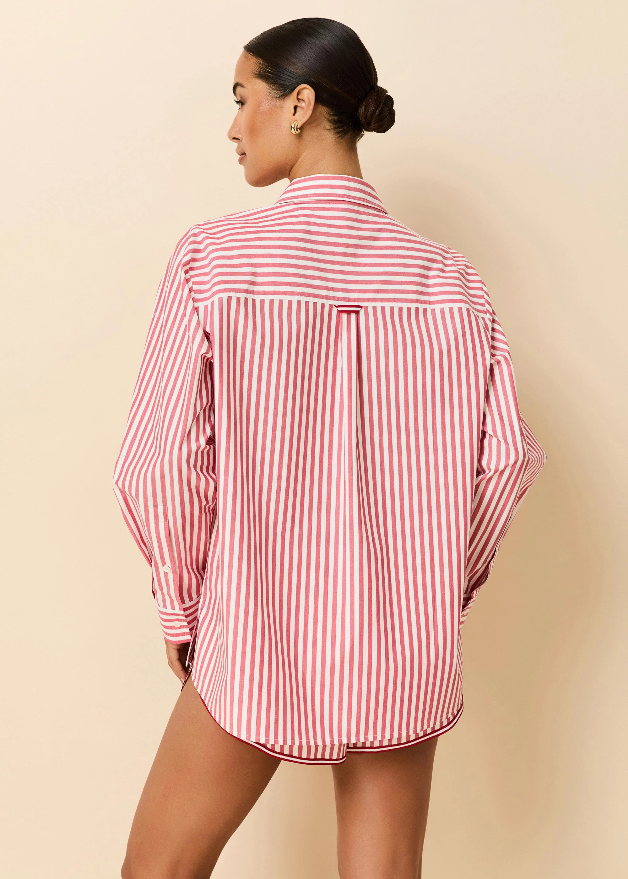 Avril Button Down Washed Red / Optic White Stripe | Solid & Striped